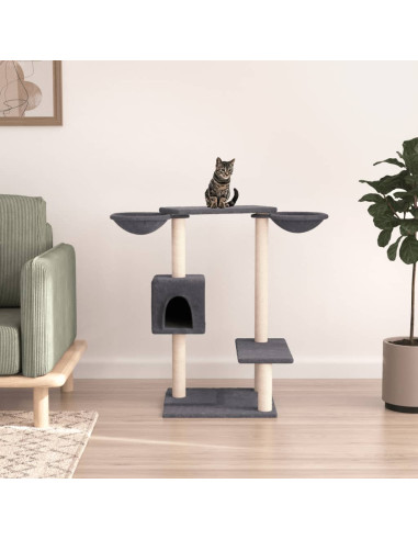 Albero per Gatti con Tiragraffi Grigio Scuro 82 cm