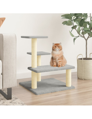 Albero per Gatti con Tiragraffi in Sisal Grigio Chiaro 61 cm