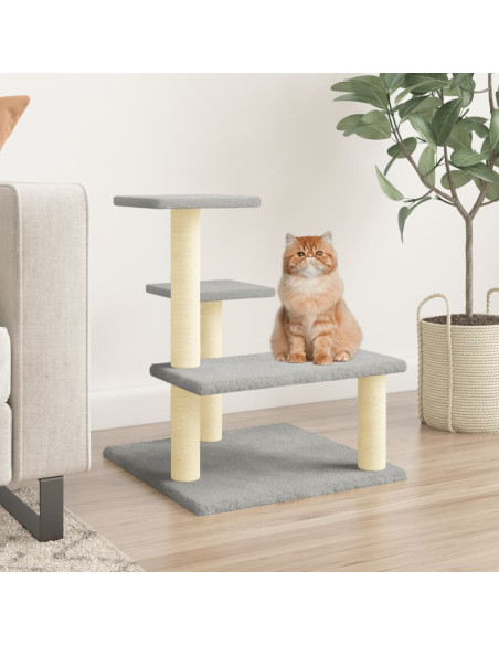 Albero per Gatti con Tiragraffi in Sisal Grigio Chiaro 61 cm