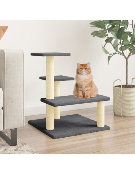 Albero per Gatti con Tiragraffi in Sisal Grigio Scuro 61 cm