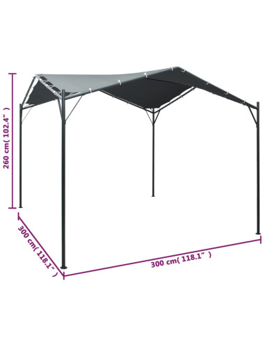 Gazebo Padiglione Tenda Tettoia 3x3 m Acciaio Antracite