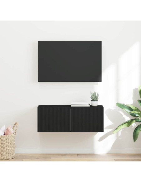 Mobile TV da parete Nero 78,5 x 31 x 29,5 cm Legno multistrato