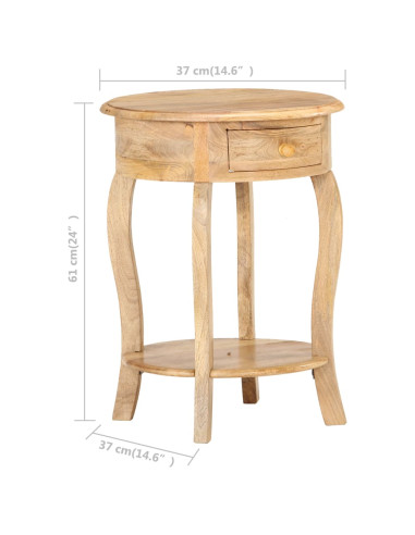 Tavolino da Salotto 37x37x61 cm in Legno Massello di Mango