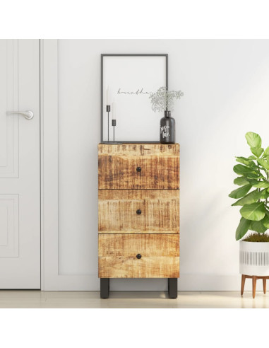 Credenza con 3 Cassetti 40x33,5x75 cm Legno Massello di Mango