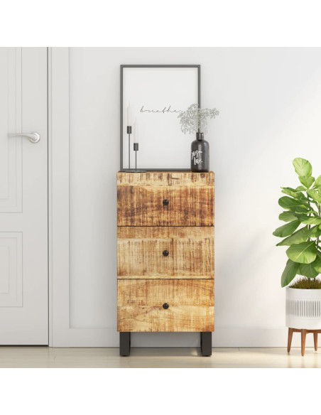Credenza con 3 Cassetti 40x33,5x75 cm Legno Massello di Mango