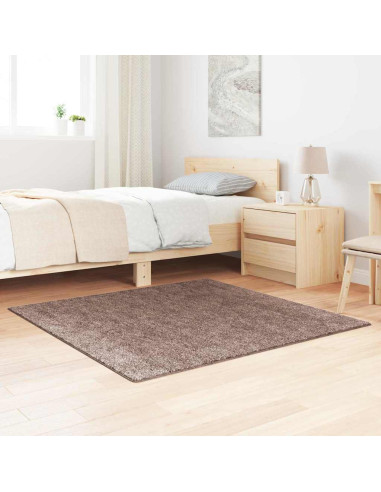 Tappeto Shaggy Antiscivolo Marrone 120 x 120 cm PP