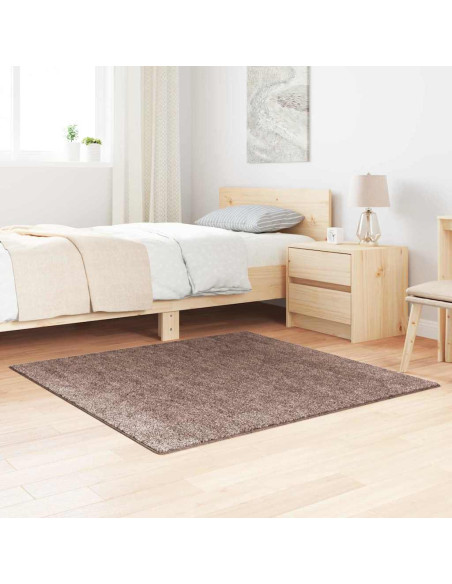 Tappeto Shaggy Antiscivolo Marrone 120 x 120 cm PP
