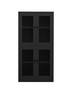 Armadio per Ufficio Antracite 90x40x180 cm in Acciaio e Vetro 2