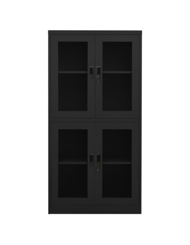 Armadio per Ufficio Antracite 90x40x180 cm in Acciaio e Vetro