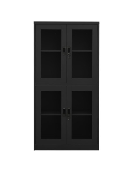 Armadio per Ufficio Antracite 90x40x180 cm in Acciaio e Vetro