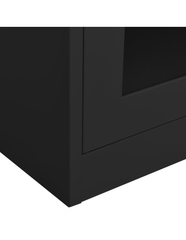 Armadio per Ufficio Antracite 90x40x180 cm in Acciaio e Vetro