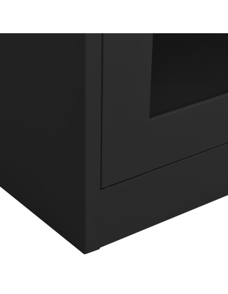 Armadio per Ufficio Antracite 90x40x180 cm in Acciaio e Vetro