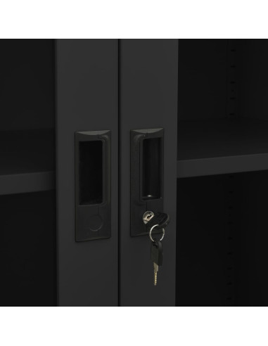 Armadio per Ufficio Antracite 90x40x180 cm in Acciaio e Vetro