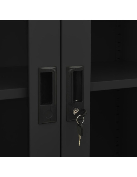 Armadio per Ufficio Antracite 90x40x180 cm in Acciaio e Vetro