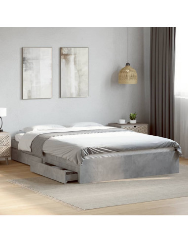 Giroletto Cassetti Grigio Cemento 160x200 cm Legno Multistrato