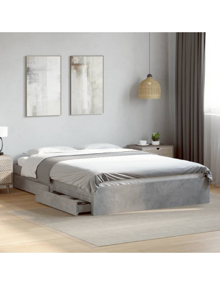 Giroletto Cassetti Grigio Cemento 160x200 cm Legno Multistrato