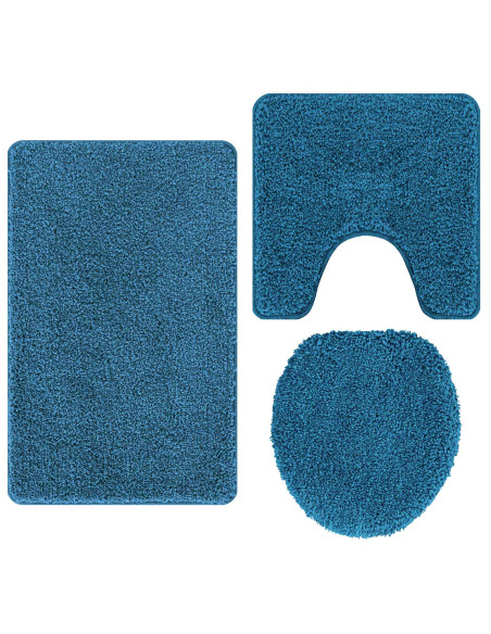 Set di tappetini antiscivolo per il bagno 3 pcs Blu PP
