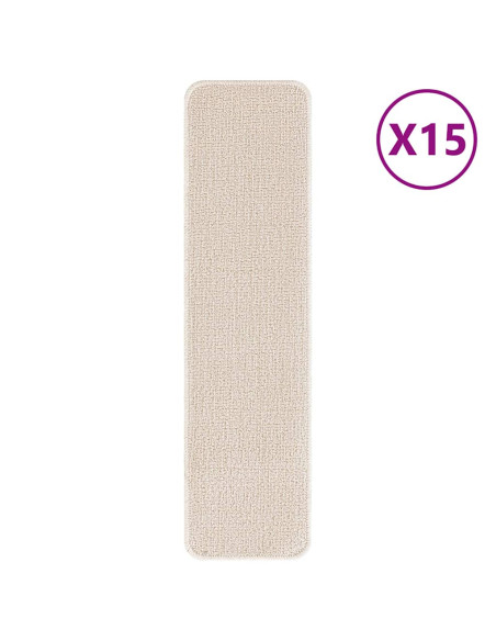 Tappetini Antiscivolo per Scale 15 pcs Crema 75 x 20 cm PP