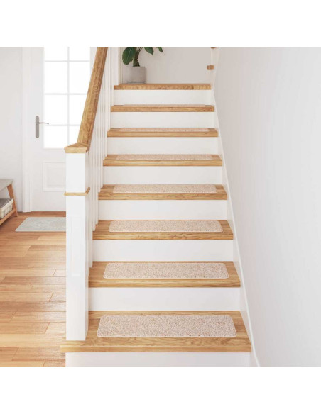 Tappetini Antiscivolo per Scale 15 pcs Crema 75 x 20 cm PP