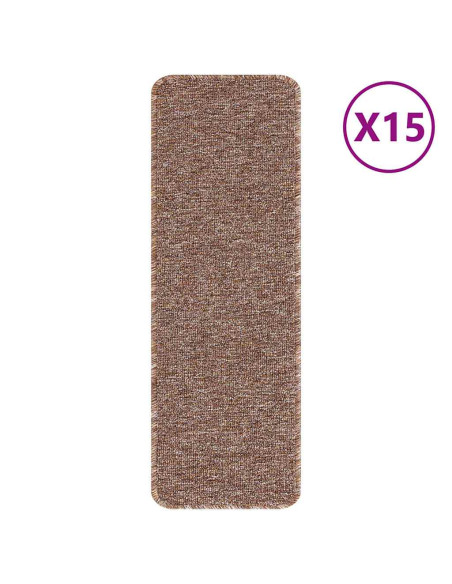 Tappetini Antiscivolo per Scale 15 pcs Marrone 60 x 25 cm PP