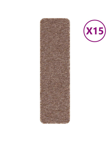 Tappetini Antiscivolo per Scale 15 pcs Marrone 75 x 20 cm PP