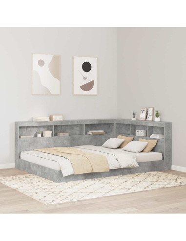 Letto Libreria Grigio cemento 140 x 200 cm Legno multistrato
