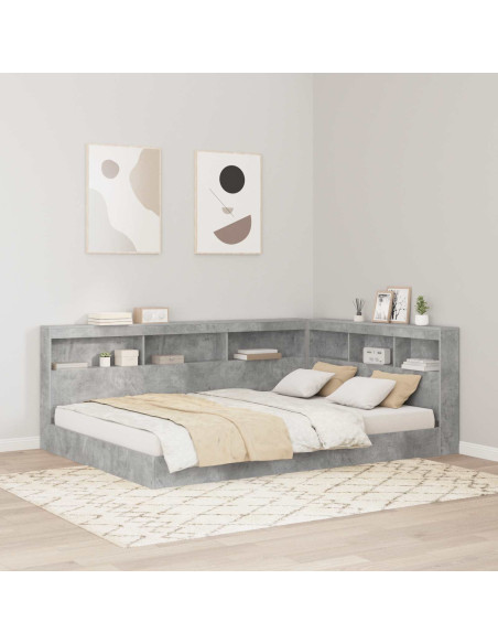 Letto Libreria Grigio cemento 140 x 200 cm Legno multistrato