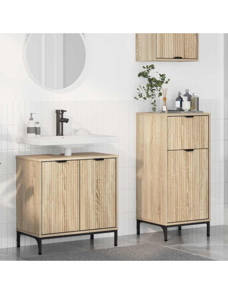 Set di mobili per il bagno con cassetto 2 pcs Rovere Sonoma