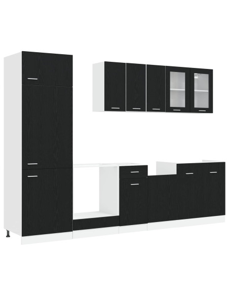 Unità Cucina Lyon 8 pcs Rovere Nero Legno ingegnerizzato