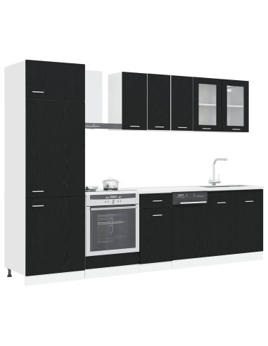 Unità Cucina Lyon 8 pcs Rovere Nero Legno ingegnerizzato