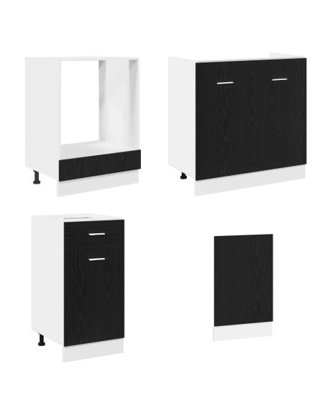 Unità Cucina Lyon 8 pcs Rovere Nero Legno ingegnerizzato