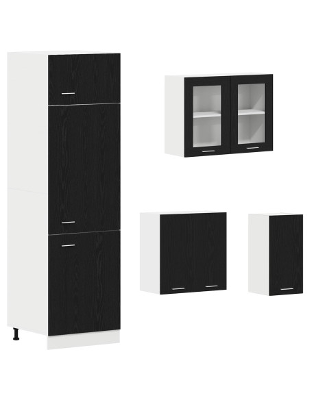Unità Cucina Lyon 8 pcs Rovere Nero Legno ingegnerizzato