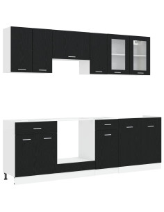 Unità Cucina Lyon 8 pcs Rovere Nero Legno multistrato 2