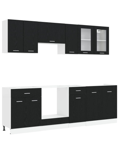 Unità Cucina Lyon 8 pcs Rovere Nero Legno multistrato