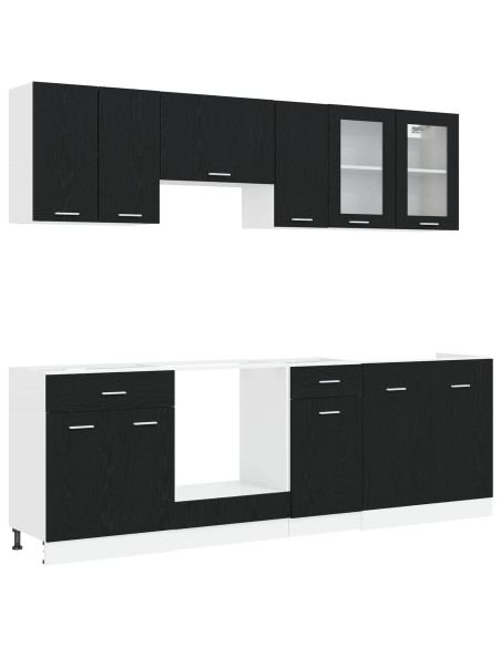 Unità Cucina Lyon 8 pcs Rovere Nero Legno multistrato