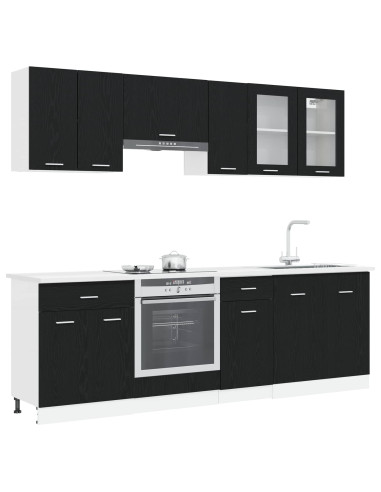 Unità Cucina Lyon 8 pcs Rovere Nero Legno multistrato