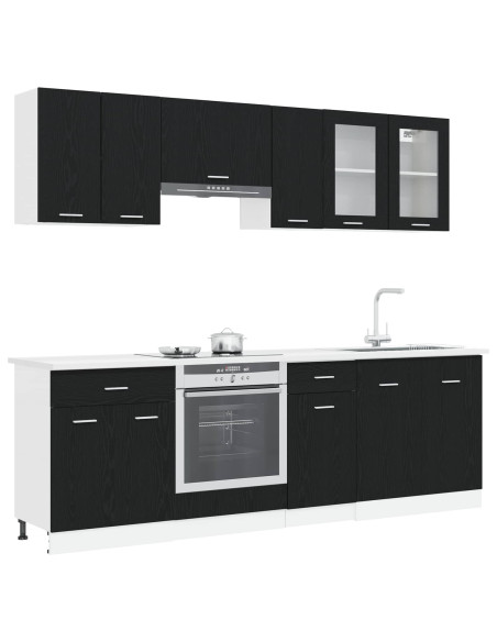 Unità Cucina Lyon 8 pcs Rovere Nero Legno multistrato