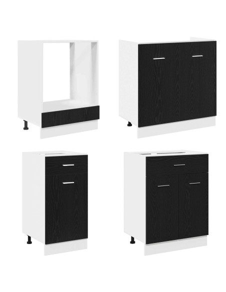 Unità Cucina Lyon 8 pcs Rovere Nero Legno multistrato