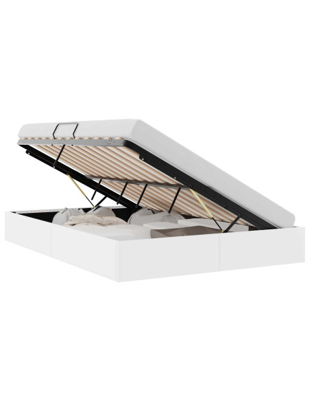 Letto con Contenitore Bianco Puro 153 x 203 cm Similpelle