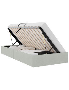 Letto con Contenitore Grigio Chiaro 100 x 190 cm Velluto 2
