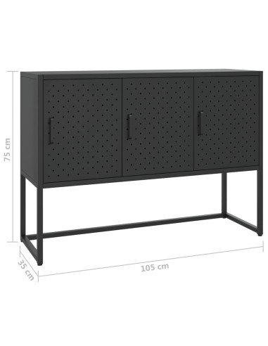 Credenza Nera 105x35x75 cm in Acciaio