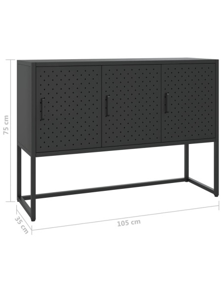 Credenza Nera 105x35x75 cm in Acciaio