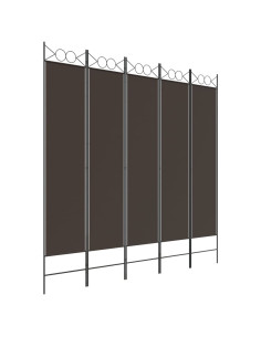 Divisorio a 5 Pannelli Marrone 200x200 cm in Tessuto
