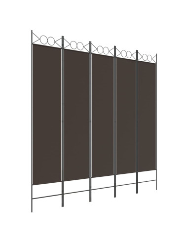 Divisorio a 5 Pannelli Marrone 200x200 cm in Tessuto