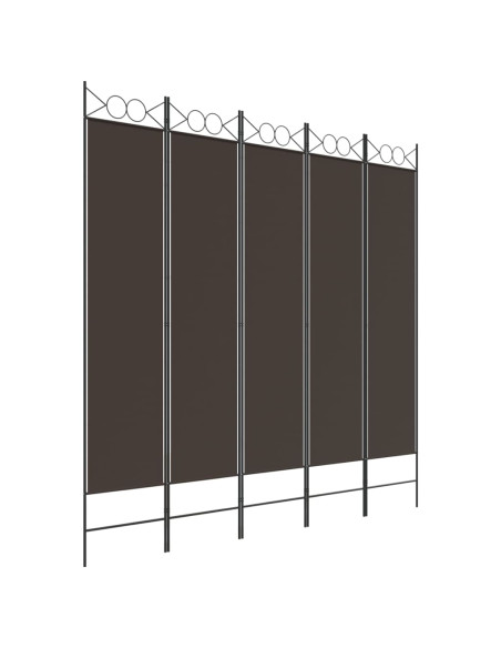 Divisorio a 5 Pannelli Marrone 200x200 cm in Tessuto