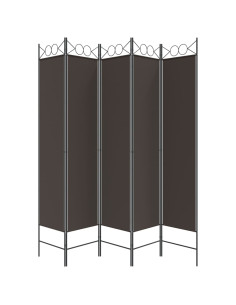 Divisorio a 5 Pannelli Marrone 200x200 cm in Tessuto 2