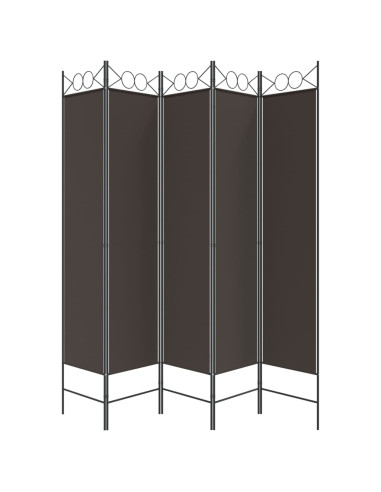 Divisorio a 5 Pannelli Marrone 200x200 cm in Tessuto