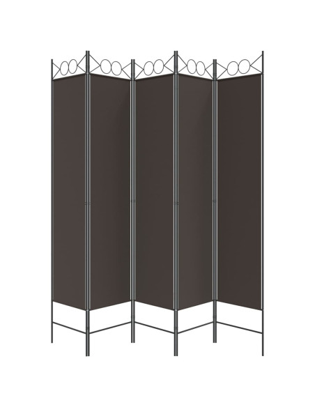 Divisorio a 5 Pannelli Marrone 200x200 cm in Tessuto