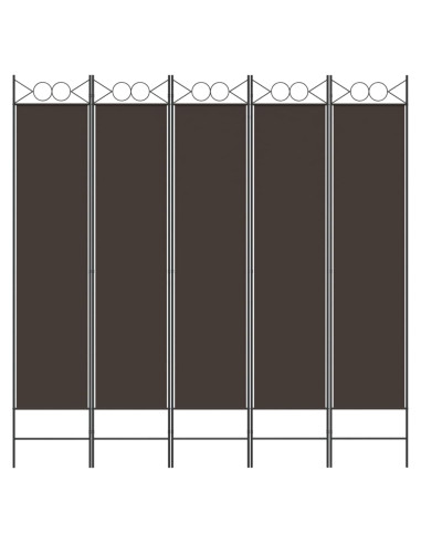 Divisorio a 5 Pannelli Marrone 200x200 cm in Tessuto