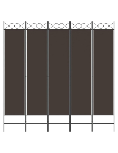 Divisorio a 5 Pannelli Marrone 200x200 cm in Tessuto